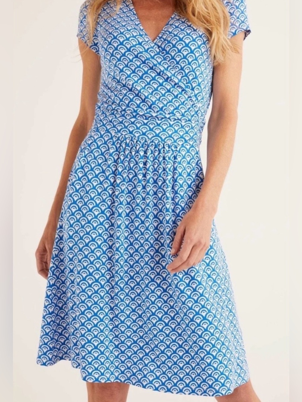 Boden - Lola Jersey Faux Wrap Dress Arc Scallop Print